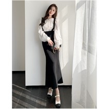 [하나비] 이즈히리나 2040 여성 봄 가을 원컬러 무지 심플한 멜방 롱 스커트