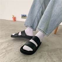 울트라망고 키높이 투 스트랩 올블랙 샌들 슬리퍼 LSS085