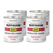 러스트 오일 페인트 쿼트 글로스 화이트 녹 방지, 1 Quarts (Pack of 4), Gloss White