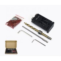 미니 포켓 구멍 지그 키트 9.5mm 스텝 드릴 비트와 경사 펀처 목재 작업 가구 만드는 세트 블랙, 기타 (ae˚) frequ