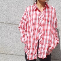 체크 긴팔 여름 지지미 남방 셔츠 여성
