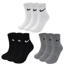 나이키 에센셜 쿠션 크루삭스 중목 3팩, 그레이