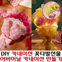 DIY 어버이날 종이 카네이션 꽃다발 만들기 키트 교구, 핑크