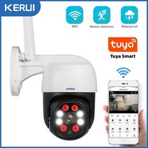 베이비모니터 스마트홈 펫 강아지 카메라 CCTV KERUI Tuya 1080P 3MP PTZ WiFi IP 무선 야외 홈 보안 4X 디지털 줌 2MP 스피드 돔 비디오 감시, [04] 1080P and 128GB Card, [02] 미국 플매트 카펫 러그