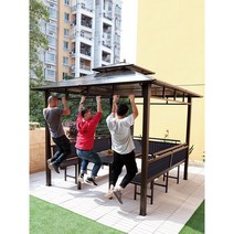 파고라 옥상 펜션 전원주택 테라스 캐노피 정원, 2.5x2.5m정자+3면좌판+테이블기둥 8cm