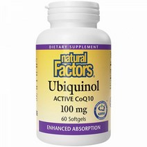 Natural 팩터s 흡수 강화 유비퀴놀 100 MG 60 소프트젤