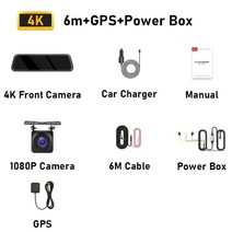 블랙박스 자동차 대시 캠 듀얼 렌즈 슈퍼 나이트 비전 후면 카메라 스트림 미디어 미러 레코더 지원 카드, 6m acc 케이블 gps 추가, 협력사, 256g