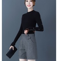 오르난 겨울 여성 모직 5부 슬랙스 바지 C562