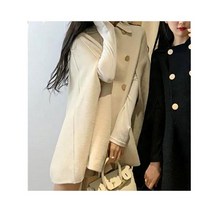 여성 판초 코트 패션 가을 솔리드 케이프 캐주얼 민소매 겉옷 여성 더블 브레스트 라펠 재킷 E573 2023