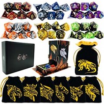 TOYFUL 6 세트 더블 컬러 DND 주사위 다면체 던전 앤 드래곤 DND RPG MTG 테이블 게임 주사위 벌크 7 개 무료 Drawstring 가방 및 D & D 주사위 타워 선물 패키