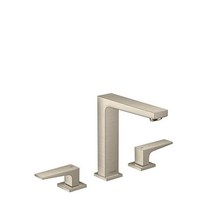 hansgrohe Metropol 모던한 저수량 절수 2핸들 3 7인치 높이 크롬 욕실 세면대 수전 32517001, Brushed Nickel