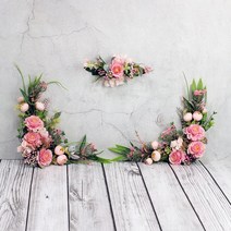 포유더샵 납골당장식 리스 납골당 조화 장식, 코너부부형장미나넌수국장식-핑크
