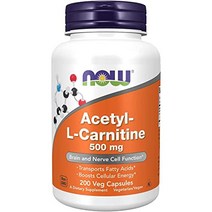 NOW Supplements Acetyl-L Carnitine 500 mg 아세틸-L 카르니틴 아미노산, 200 정