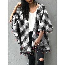 Celmia 캐주얼 루즈핏 판초 패션 망토 격자 무늬 술 망토 여성 빈티지 박쥐 소매 짧은 망토 2023 년 가을 체크 가디건