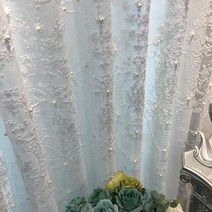 화이트 레이스 진주 자수 tulle 커튼 거실 패션 북유럽 기하학 창 화면 완료 웨딩 장식 cortains