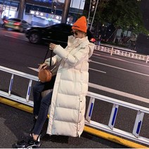 유광패딩 슈퍼 롱 패딩 코튼 자켓 여성 2021 새로운 한국어 무릎 패션 파카 겨울 여성 두꺼운 블랙 다운 코튼 코트