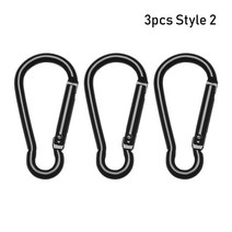 하이킹 공구 3 Pcs 블랙 알루미늄 합금 D Carabiner 야외 봄 스냅 클립 물병 후크 키 체인 등산 캠핑 도구, 3pcs Style 2