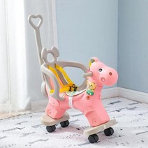 흔들의자 스윙체어 IMBABY어린이 동물 흔들리는 말 다기능 흔들 의자 트로이 목마 장난감 아기 놀이 산책 실내 여아 남아 선물, Pink