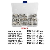 자동차 세차 청소 고압 호스 뜨거운 판매 200280450pcs 알루미늄 플랫 가스켓 와셔 모듬 가스켓 금속 씰링 와셔 모듬 알루미늄 씰링 링, 협력사, 1-은백색