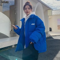 여성 면화 패딩 자켓 2022 새로운 한국어 두꺼운 학생 코트 클라인 블루 빵 의류 스트리트 스타일