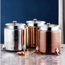 국 워머 출장 뷔페 기물 카레 가열 냄비 수프 보온통, 13L/티타늄골드/파이프캡