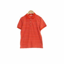 유니클로 딥오렌지 스트라이프 면혼방 반팔슬림PK티 여자 S [80] 2614