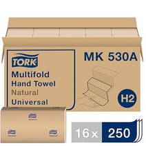 Tork 다지 손수건 화이트 H2 100 활용 섬유 16 x 250 타월 MB540A, Natural, 250 Count (Pack of 16)