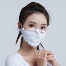 1+1 총2개 레이스 마스크 여성 봄 여름 선 스크린 입 코 마스크 패션 방진 얇은 블랙 얼음 실크 이쁜