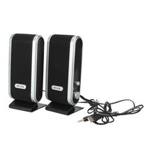 USB 전원 컴퓨터 스피커 스테레오 3.5mm 데스크탑 PC 노트북 용 이어 잭 2 개, 01 black