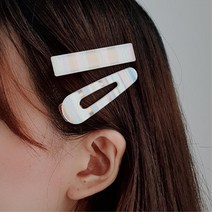 컬러 배색 여성 머리핀 집게핀 여성스러운헤어핀, 1개, 6  로시물방울사각집게핀 클리어골드