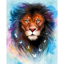 그림 그리기 숫자로 유화 동물 사자 가족 프레임 아크릴 손으로 그린 페인트 홈 인테리어 캔버스에 성인, 15 995946_08 60x75cm diy frame