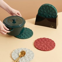 [보관함 증정] 4pcs 실리콘 냄비 받침대, 그레이