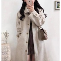 숏트렌치코트 하프 롱 가을 코트 겨울 트렌치코트 여성 패션 긴 코팅 두꺼운 모직 여성용