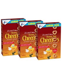 Cheerios 허니 너트 귀리 시리얼 436.6g 15온스박스 3팩 하트 1.3ml 42온스