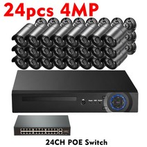 Gadinan 불릿 IP POE 보호 카메라 시스템 야외 스마트 홈 CCTV 레코드 감시 키트 H.265 NVR 32CH 8MP, 05 24pcs 4MP Cameras_02 없음