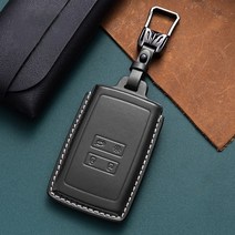르노 삼성 키케이스 QM6 SM6 XM3 고급 가죽 스마트 키홀더 열쇠고리 키링 자동차키링 차량악세사리, LPKPF-01, 블랙