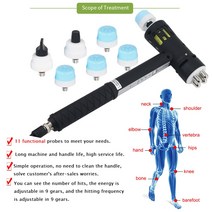 충격파 치료 기계 전기 척추 에너지 조절 가능 ED 3in 1 카이로프랙틱 교정 도구, 03 UK Plug