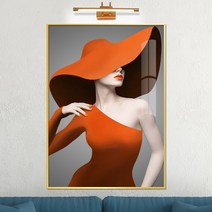 보고아트 모던 감성 여인 인물화 북유럽 카페 거실 그림 액자, [4] 주황모자의 여인_D(오스숄터 원피스)
