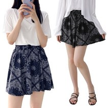 코디제이 여자 트레이닝팬츠 페이즐리치마반바지 데일리룩 치마바지