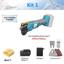 다기능 전동공구 NEWONE 20V 퀵 릴리스 진동 멀티 툴 방진 가변 속도 트리머 Renovator 전기 톱 블레이드 키트, 3.kit 1