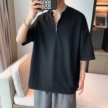 남성 차이나 카라 반집업 반팔 티셔츠 기본티셔츠 반팔 무지티 남성티셔츠