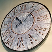 더웨스트 50cm 빈티지 대형 철제 무소음 벽시계, 올드타임