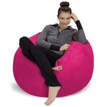 [일본 정규 수입품]소파삭(Sofa Sack) 울트라 소프트 Ultra Soft 비즈 쿠션 마젠타 마이크로 스웨이드 커버 첨부 플러시 메모리 폼 91 cm