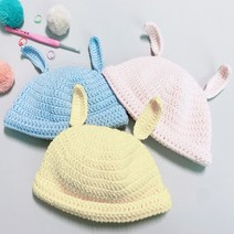 아기 토끼 신생아 뜨개 모자 DIY 동영상 패키지 키트 계묘년 흑토끼띠 태교 코바늘뜨개, 779다홍레드