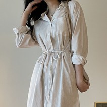 스트라이프 롱 셔츠 원피스 남방