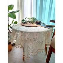 손뜨개 식탁보 태슬 테이블보 크로쉐 레이스 미니 협탁보 협탁커버 패브릭 깔개 덮개 커버, 손뜨개 협탁보 테이블보  40x85