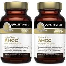 프리미엄 Kinoko Gold AHCC 보충제 - 캡슐 당 AHC 500mg 면역 건강 간 기능 지원 자연 킬러 세포 활동 유지 및 사이토카인 생성 향상 식물성 60개, 2