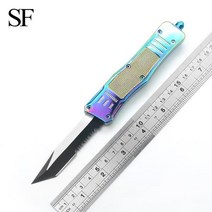 매직 616 6 헤비 듀티 야외 OTF 자기 방어 나이프 전기 도금 컬러 공예 440 블레이드 미니 키 나이프 장식, 1개, 03 180cm small