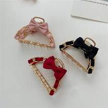 셀러허브 여성패션 [] 여자 여름 메탈 크로스 리본 올리머리 깔끔 집게핀, A0046_레드/FREE
