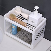 욕실 물빠짐 세면 용품 정리함 수납함 2단 욕실선반 화장실젠다이 욕실선반장 욕실수납 젠다이 선반장, 핑크
